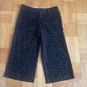 Peruvian Connection Trouser Pants slacks 12 black printed